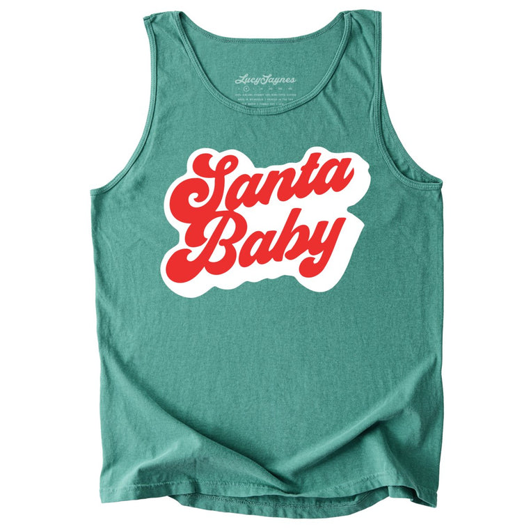 Santa Baby Comfort Colors Graphic Tank Top - Light Green