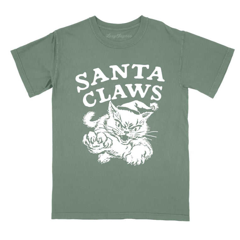 Santa Claws - Moss - Comfort Colors Tee