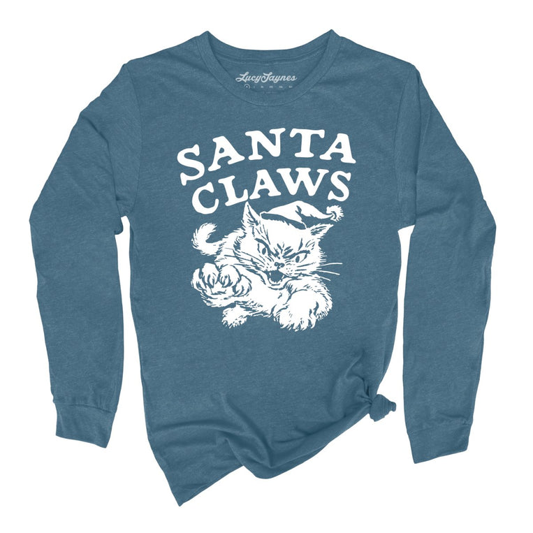 Santa Claws - Heather Deep Teal - Unisex Long Sleeve T-Shirt
