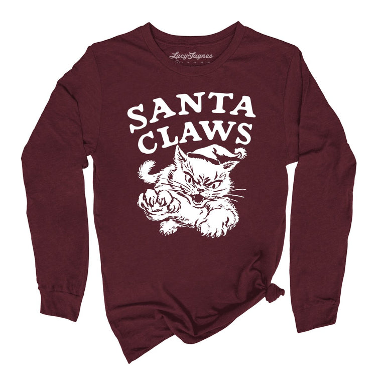 Santa Claws - Maroon - Unisex Long Sleeve T-Shirt