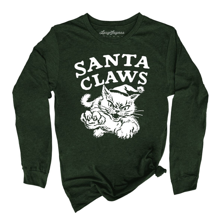 Santa Claws - Heather Forest - Unisex Long Sleeve T-Shirt