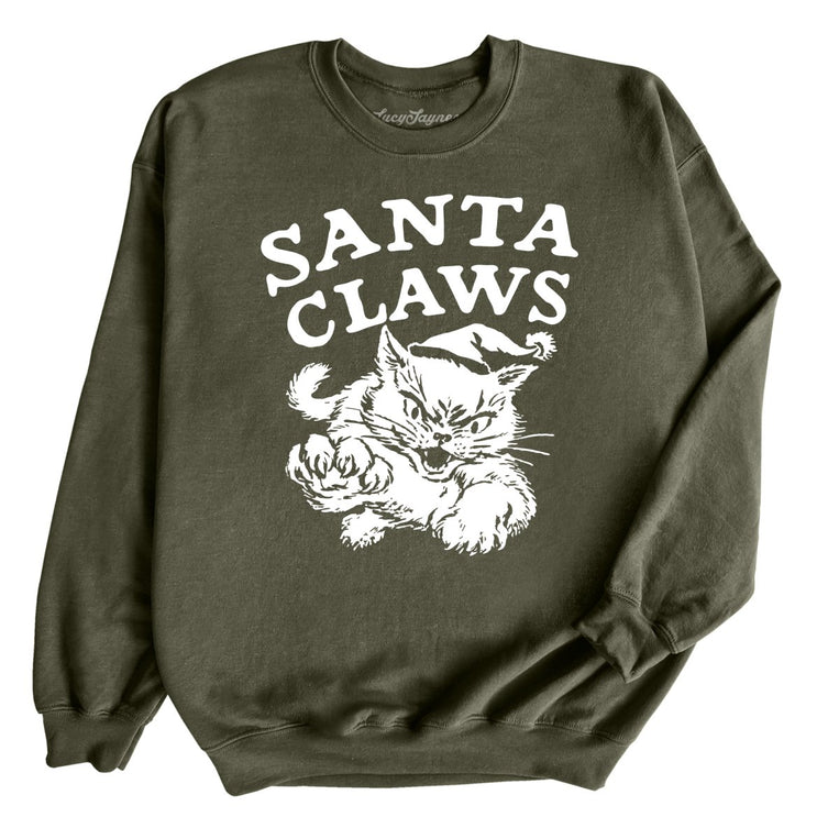 Santa Claws - Military Green - Unisex Sweatshirt