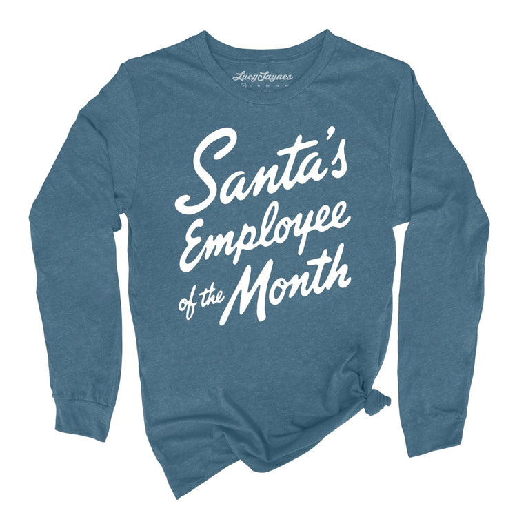 Santa's Employee Of The Month - Heather Deep Teal - Unisex Long Sleeve T-Shirt