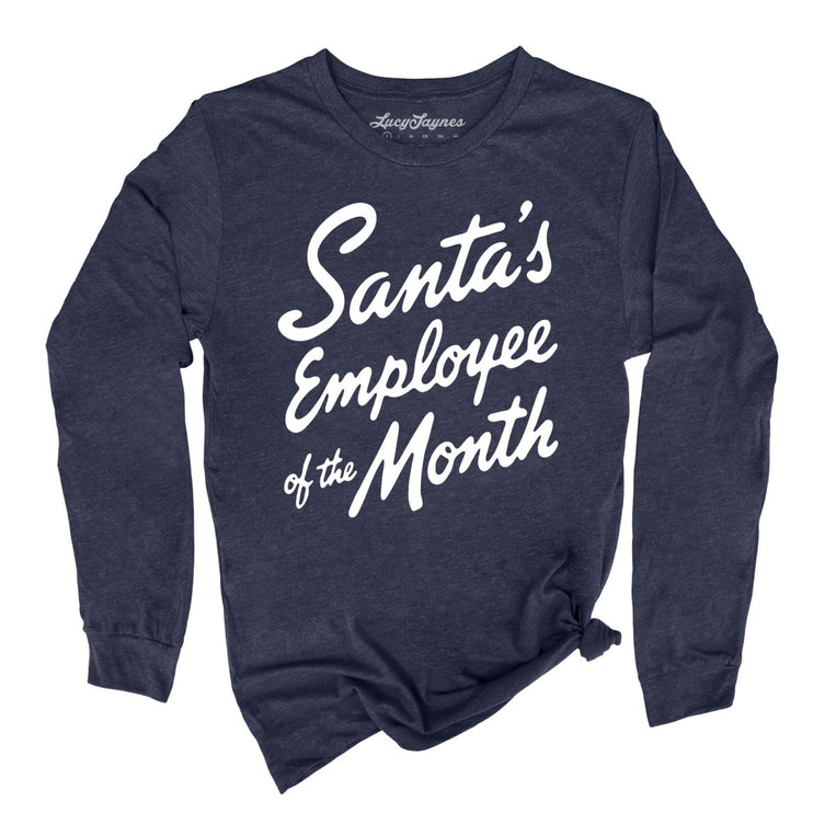 Santa's Employee Of The Month - Heather Navy - Unisex Long Sleeve T-Shirt