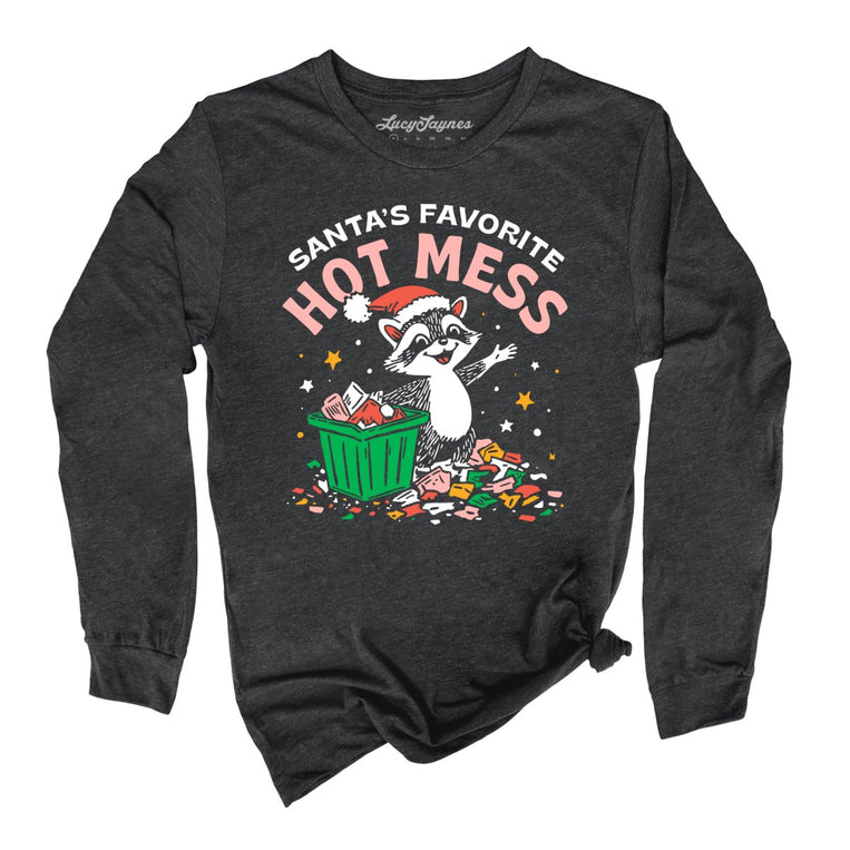 Santa's Favorite Hot Mess - Dark Grey Heather - Front