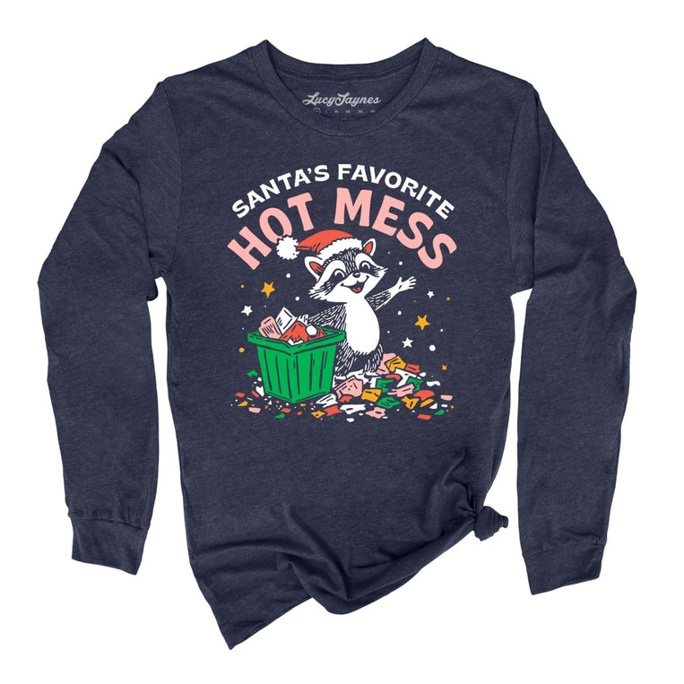 Santa's Favorite Hot Mess - Heather Navy - Front