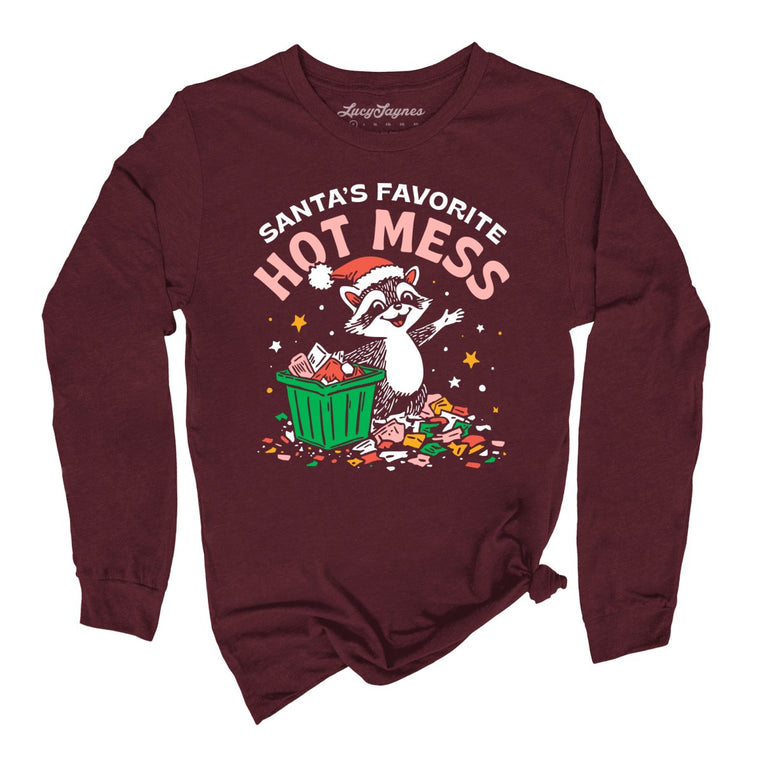 Santa's Favorite Hot Mess - Maroon - Front