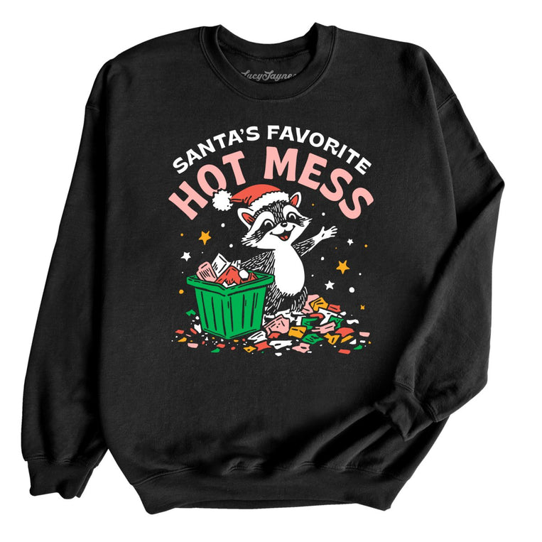 Santa's Favorite Hot Mess - Black - Front