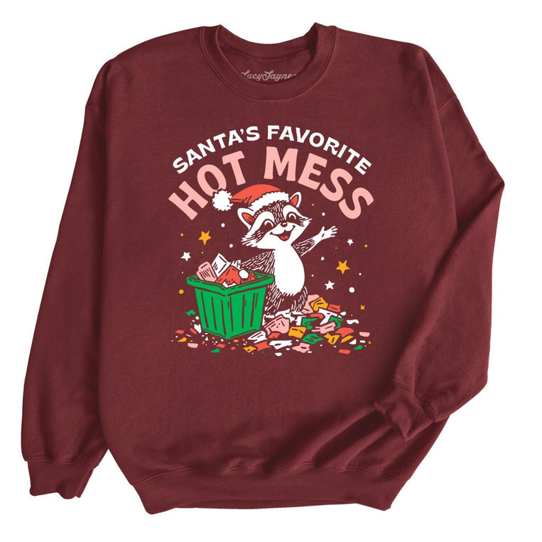 Santa's Favorite Hot Mess - Maroon - Front