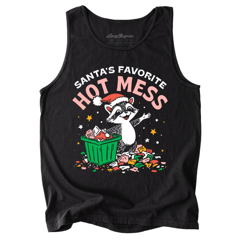Santa's Favorite Hot Mess Comfort Colors Graphic Tank Top