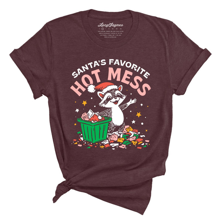 Santa's Favorite Hot Mess - Heather Maroon - Front