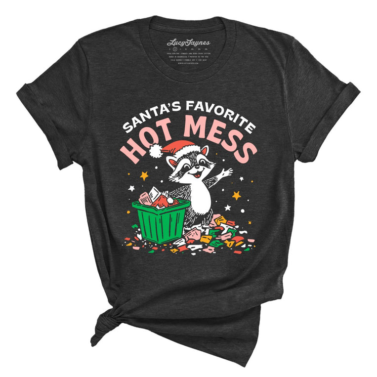 Santa's Favorite Hot Mess - Dark Grey Heather - Front