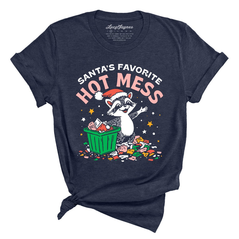 Santa's Favorite Hot Mess - Heather Midnight Navy - Front