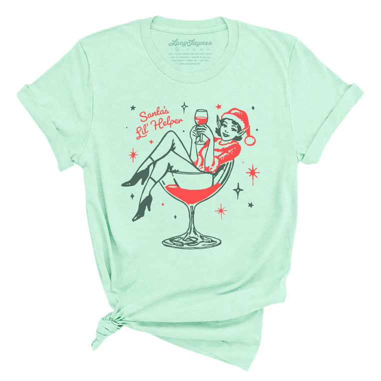 Santa's Lil' Helper - Heather Mint - Unisex T-Shirt