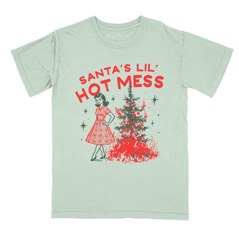 Santa's Lil' Hot Mess - Bay - Comfort Colors Tee