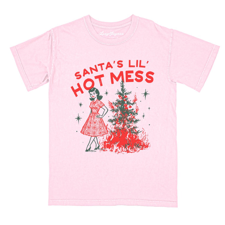 Santa's Lil' Hot Mess - Blossom - Comfort Colors Tee