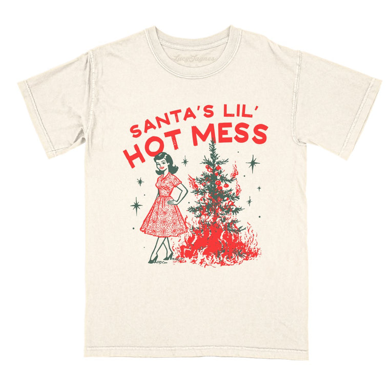 Santa's Lil' Hot Mess - Ivory - Comfort Colors Tee