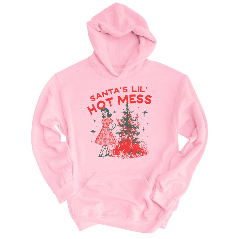 Santa's Lil' Hot Mess - Light Pink - Unisex Hoodie
