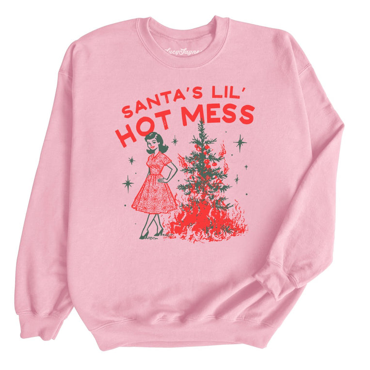 Santa's Lil' Hot Mess - Light Pink - Unisex Sweatshirt