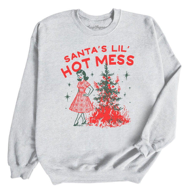 Santa's Lil' Hot Mess - Ash - Unisex Sweatshirt