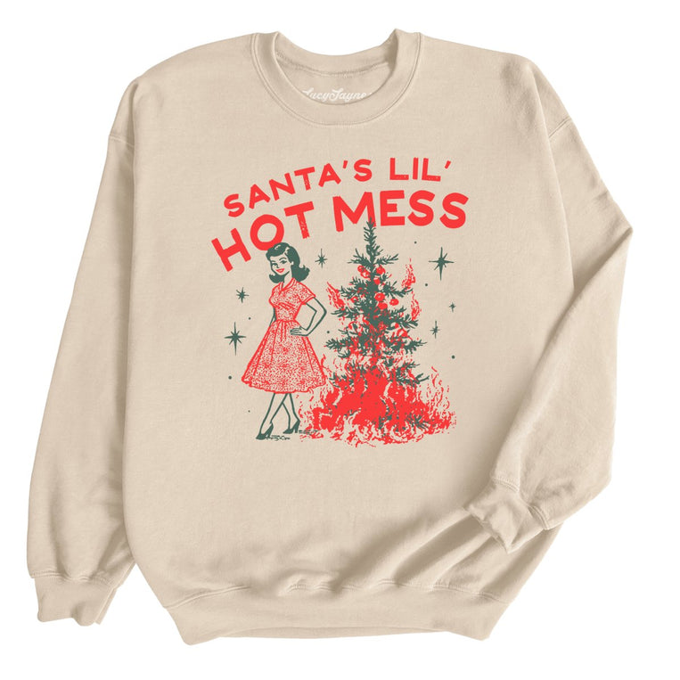 Santa's Lil' Hot Mess - Sand - Unisex Sweatshirt