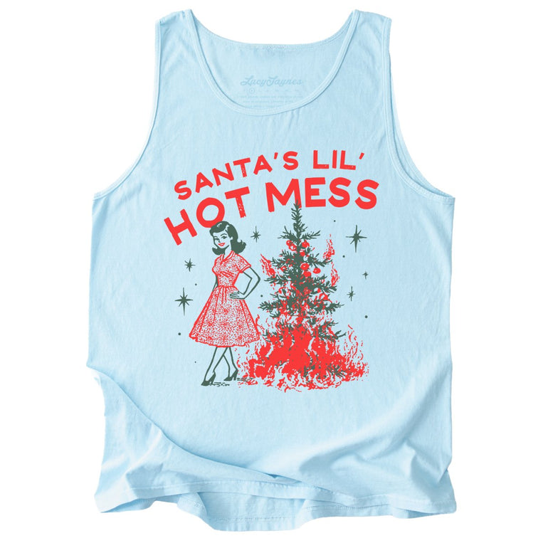 Santa's Lil' Hot Mess - Chambray - Tank Top