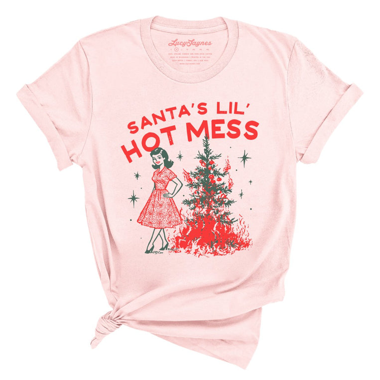 Santa's Lil' Hot Mess - Soft Pink - Unisex T-Shirt