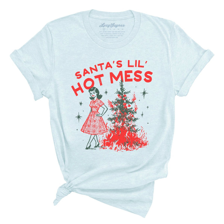 Santa's Lil' Hot Mess - Heather Ice Blue - Unisex T-Shirt