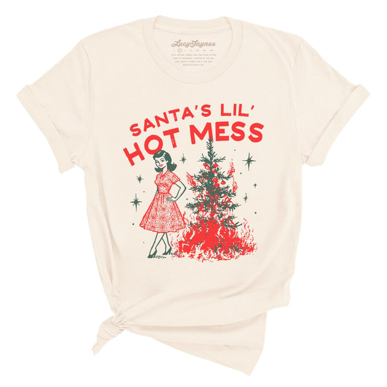 Santa's Lil' Hot Mess - Natural - Unisex T-Shirt