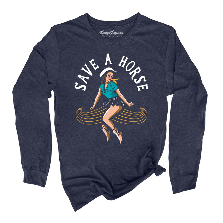 Save a Horse - Heather Navy - Full Front