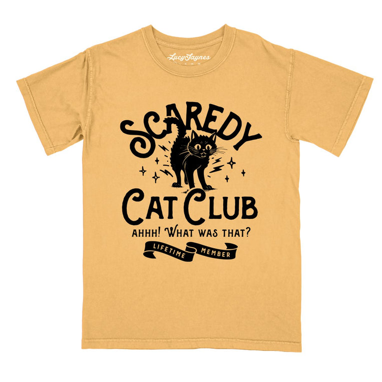 Scaredy Cat Club - Mustard - Comfort Colors Tee