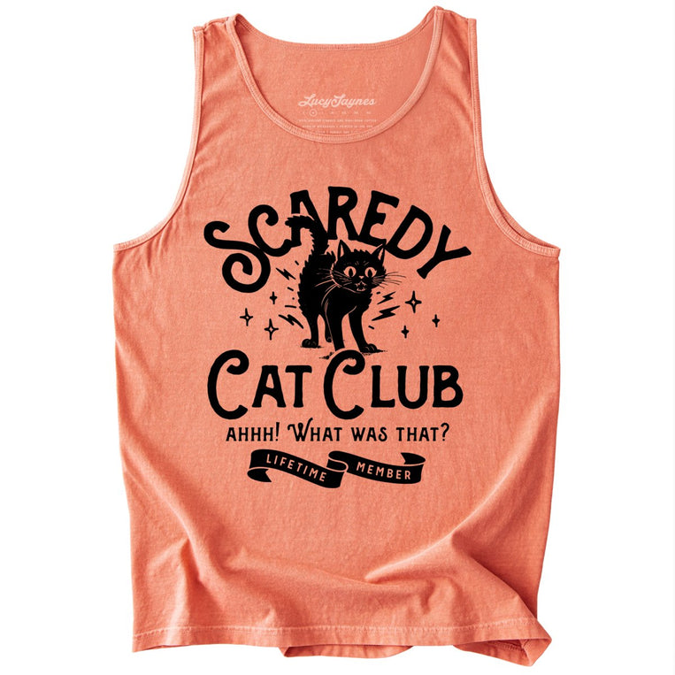 Scaredy Cat Club Comfort Colors Graphic Tank Top - Terracotta