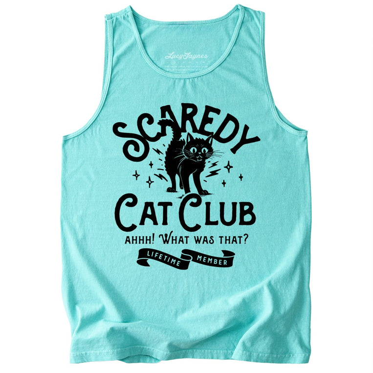 Scaredy Cat Club Comfort Colors Graphic Tank Top - Chalky Mint