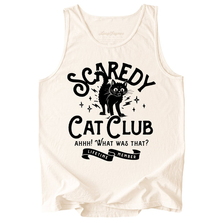 Scaredy Cat Club Comfort Colors Graphic Tank Top - Ivory
