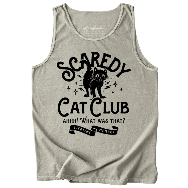 Scaredy Cat Club Comfort Colors Graphic Tank Top - Sandstone