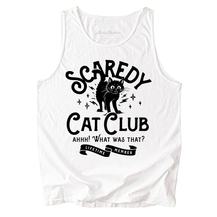 Scaredy Cat Club Comfort Colors Graphic Tank Top - White