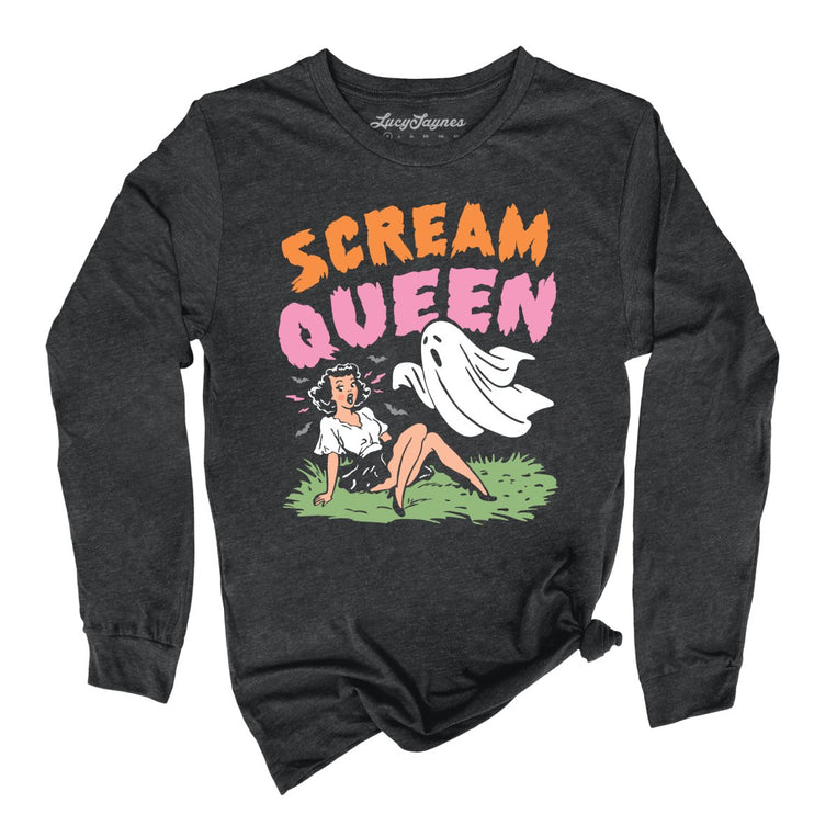 Scream Queen - Dark Grey Heather - Unisex Long Sleeve T-Shirt