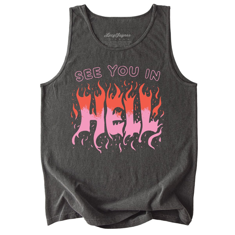 See You In Hell Comfort Colors Graphic Tank Top - Pepper