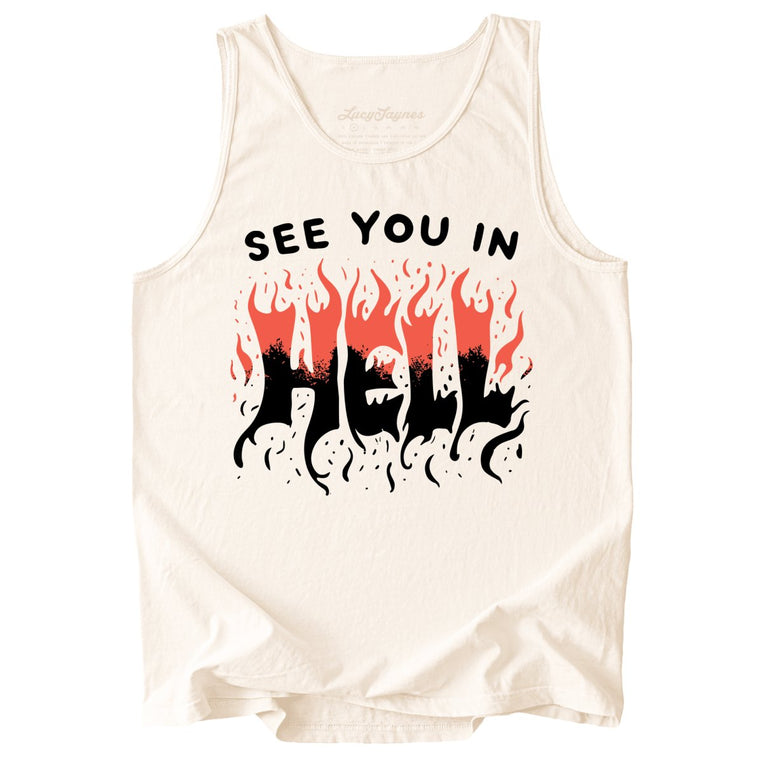 See You In Hell Comfort Colors Graphic Tank Top - Ivory