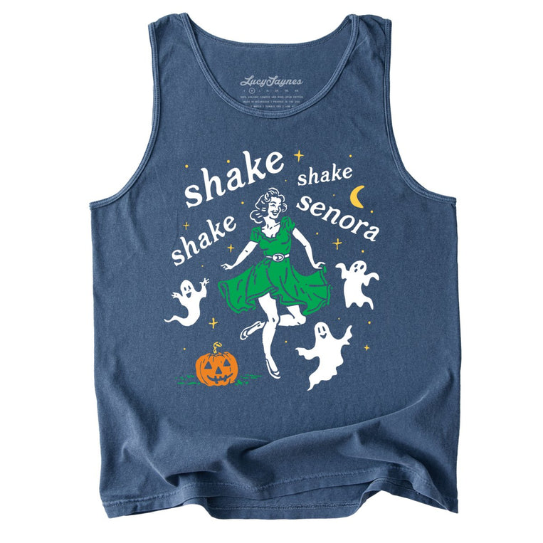 Shake Shake Shake Senora Comfort Colors Graphic Tank Top - Denim