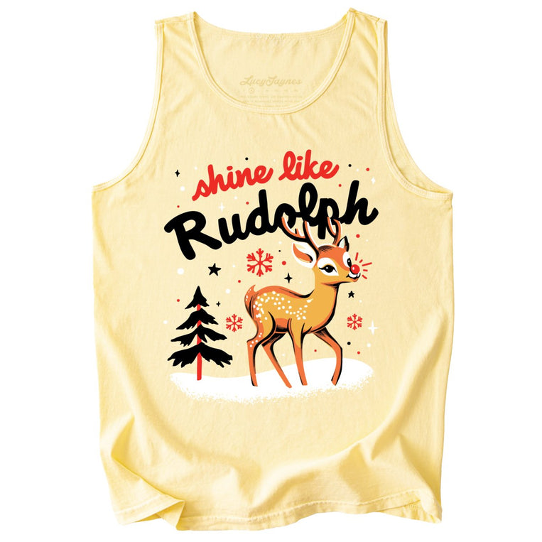 Shine Like Rudolph Comfort Colors Graphic Tank Top - Butter