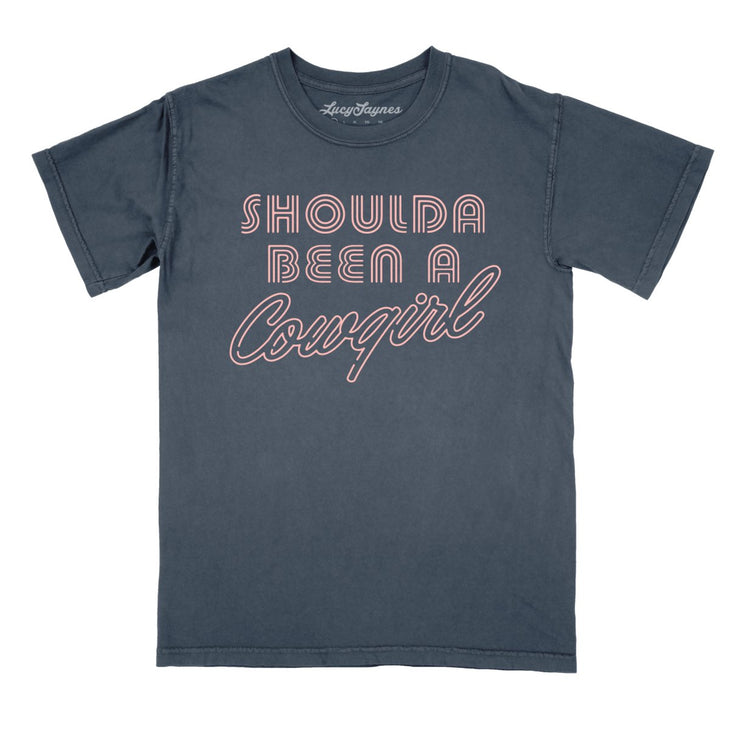 Should of Been a Cowgirl Retro Neon Comfort Colors Tee