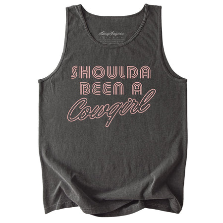 Should of Been a Cowgirl Retro Neon Comfort Colors Tank Top