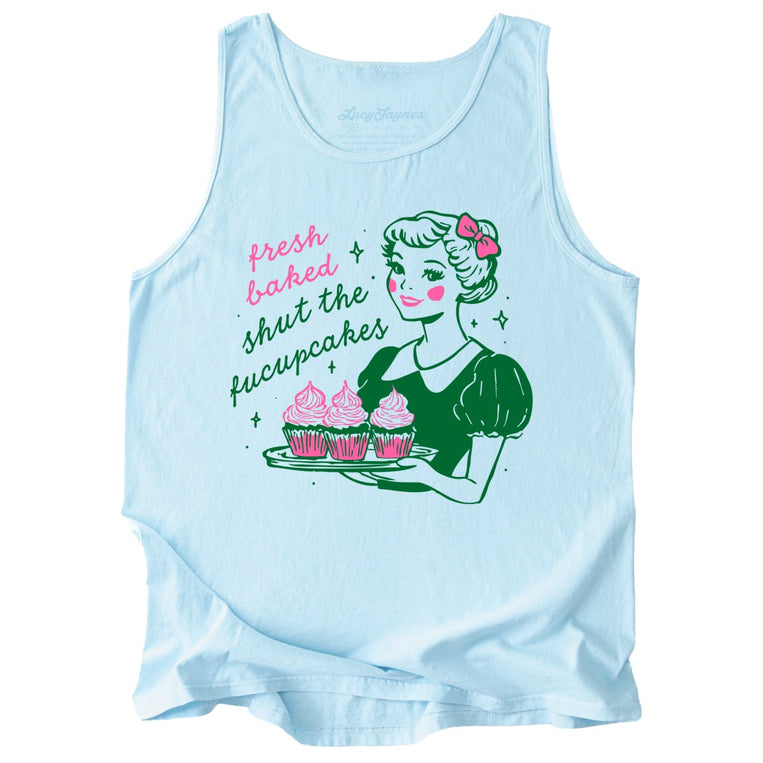Shut The Fucupcakes Comfort Colors Graphic Tank Top - Chambray