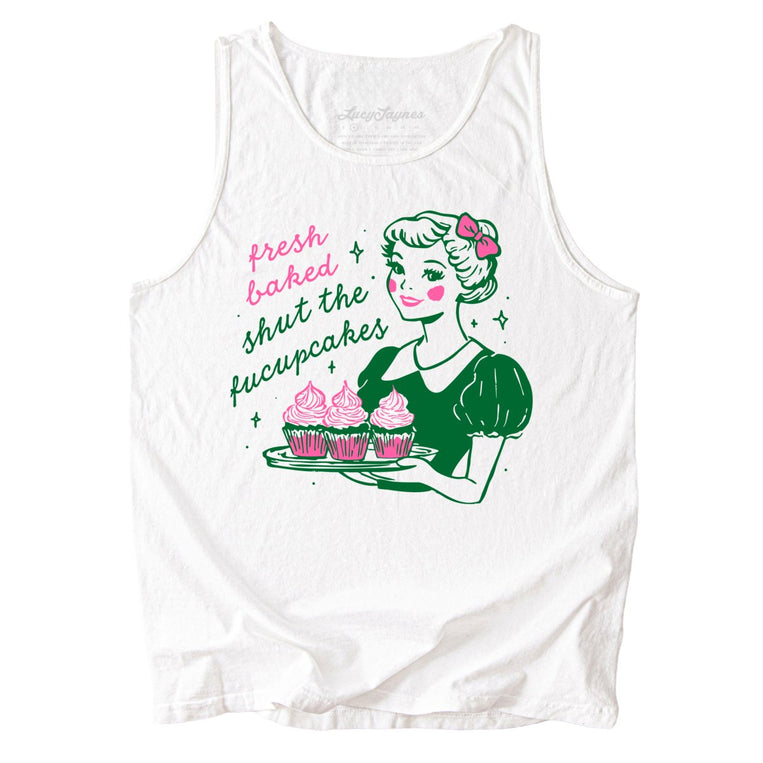 Shut The Fucupcakes Comfort Colors Graphic Tank Top - White