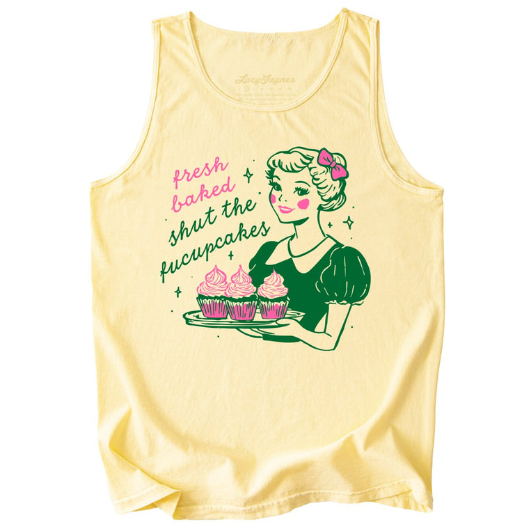 Shut The Fucupcakes Comfort Colors Graphic Tank Top - Butter