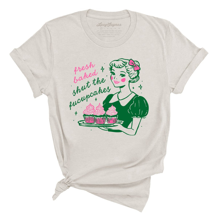 Shut The Fucupcakes Graphic Tee - Heather Dust