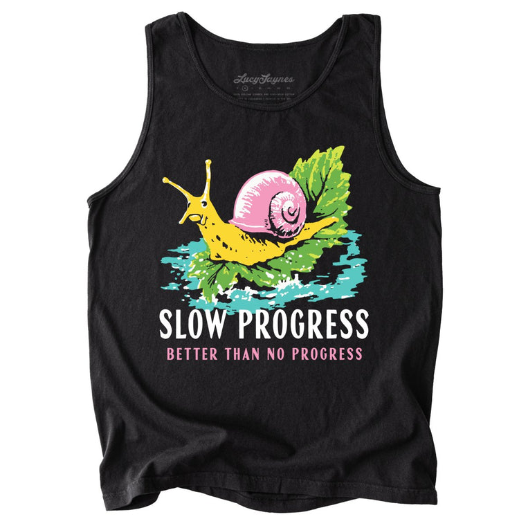 Slow Progress Better Than No Progress Comfort Colors Graphic Tank Top - Black