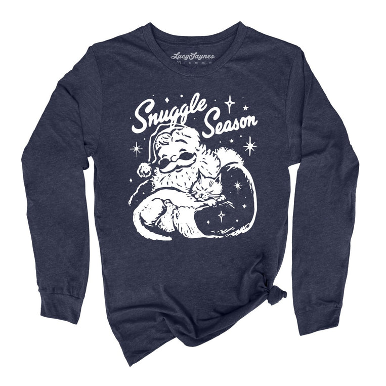 Snuggle Season - Heather Navy - Unisex Long Sleeve T-Shirt
