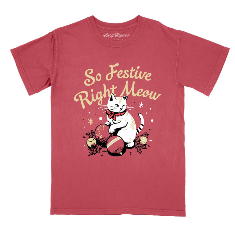 So Festive Right Meow - Crimson - Comfort Colors Tee